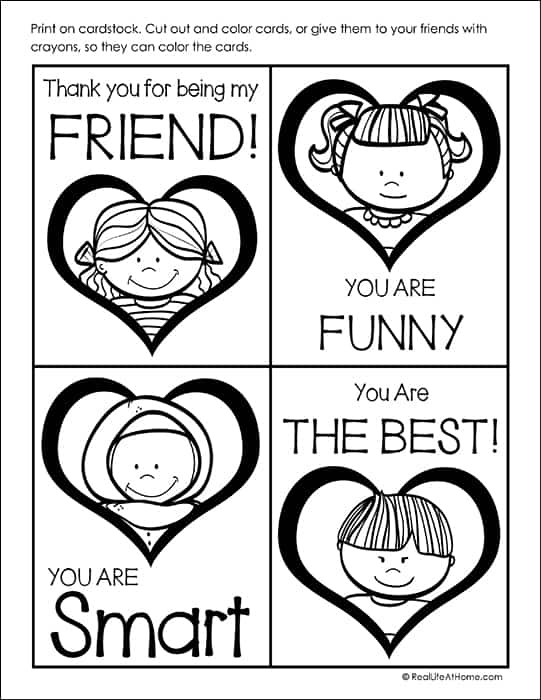 printable valentine cards to color