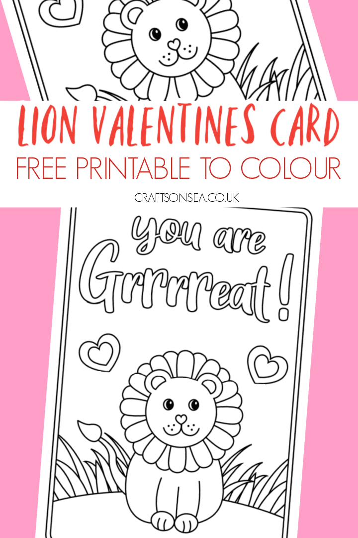 Lion Valentines Card To Color (FREE Printable) - Crafts on Sea