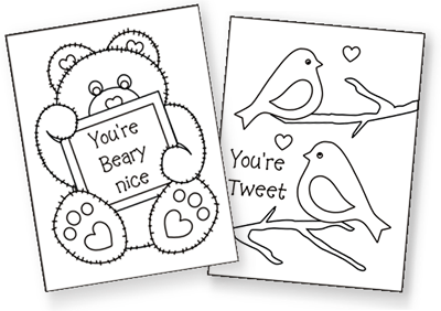 printable valentine cards to color