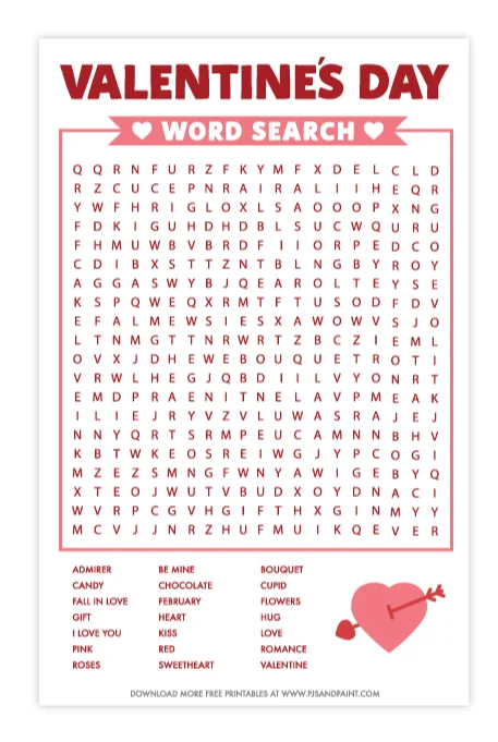 11 Free Printable Valentines Day Games and Activities - Pjs and Paint