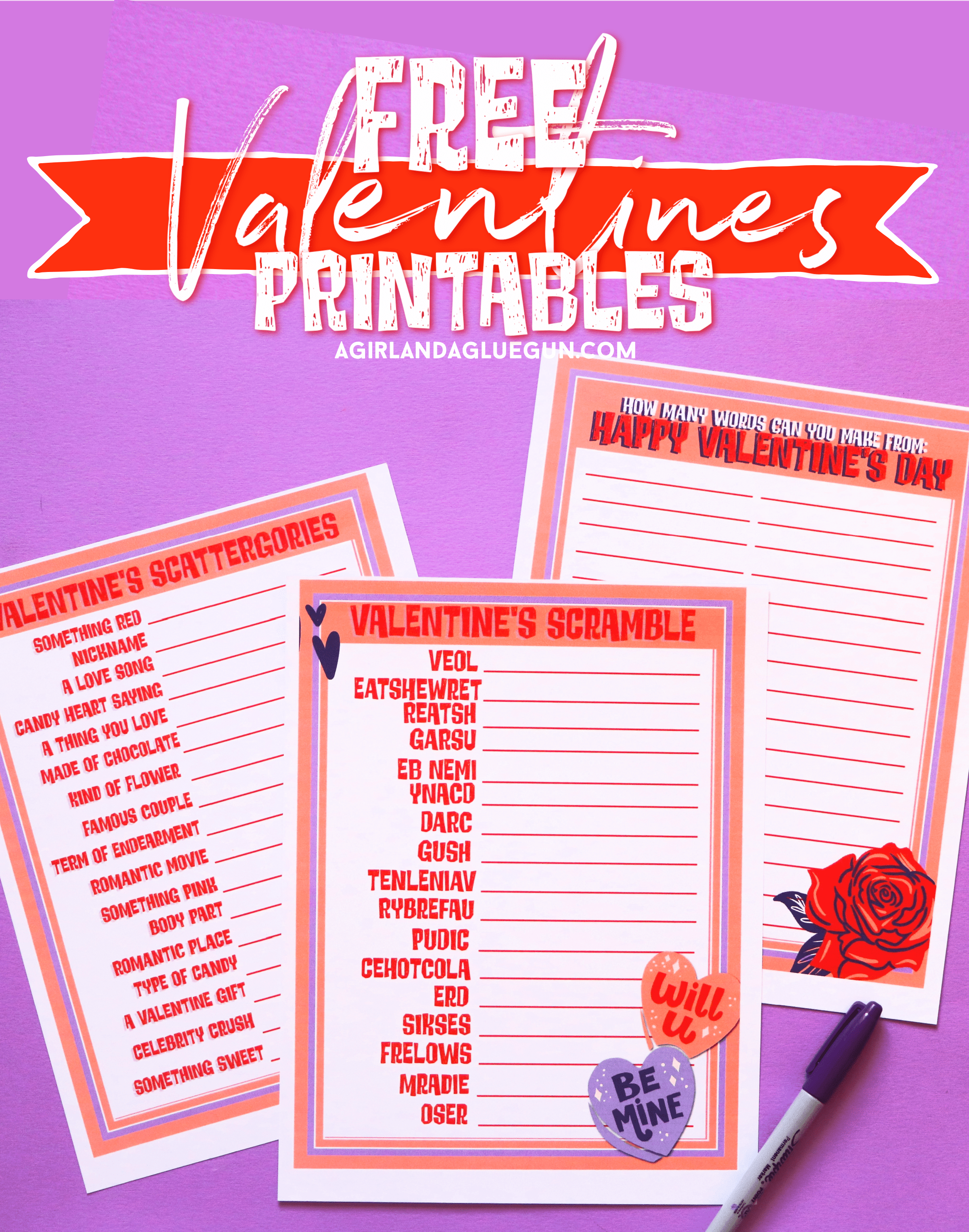 printable valentine word games