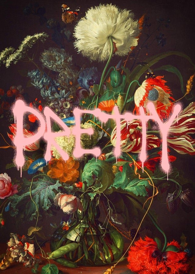 Pretty Flowers Vase Graffiti Painting Print - InkAndDrop