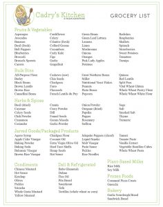 Vegan grocery list - Cadrys Kitchen