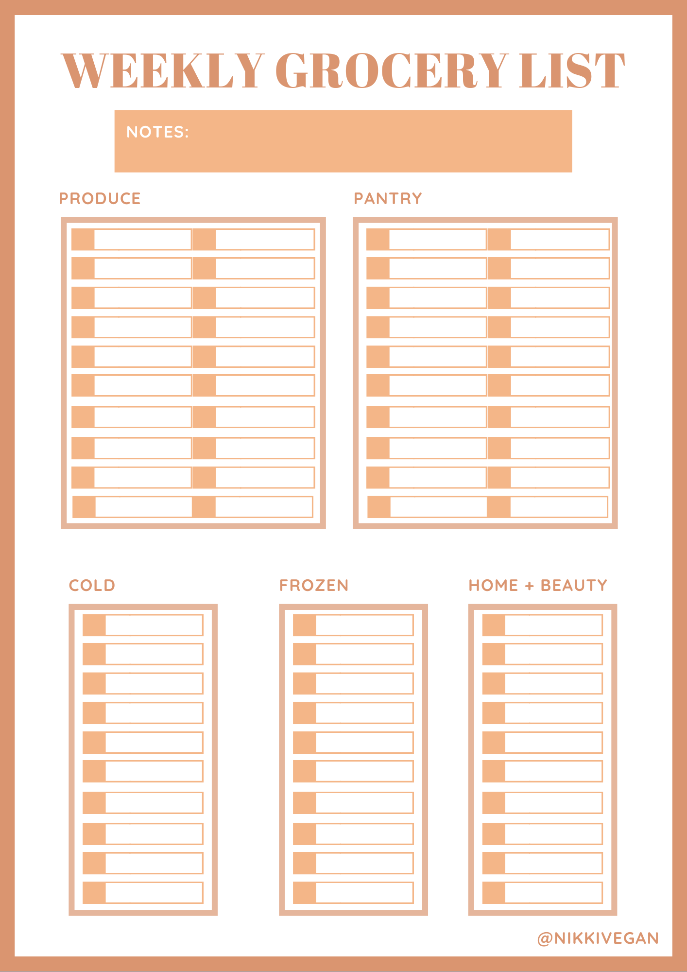 printable vegan shopping list