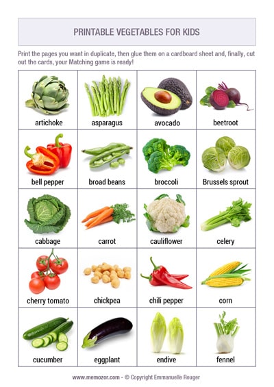 printable vegetable images