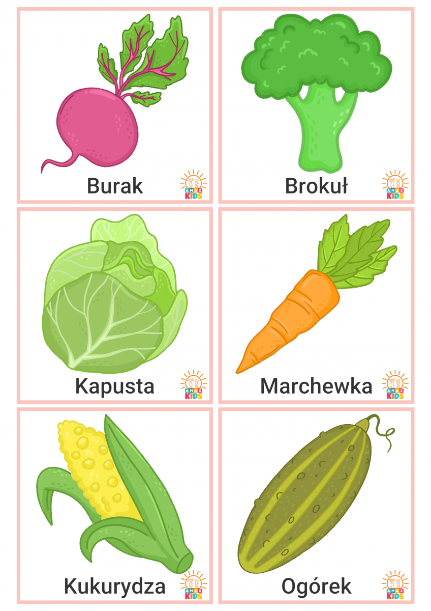 Printable Flashcards for Kids - Fruits and Vegetables | Amax Kids