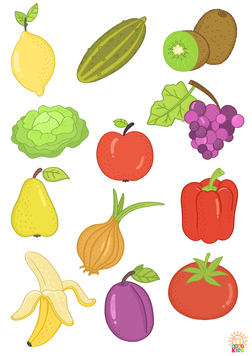 Printable Sorter for Kids - Fruits and Vegetables | Amax Kids
