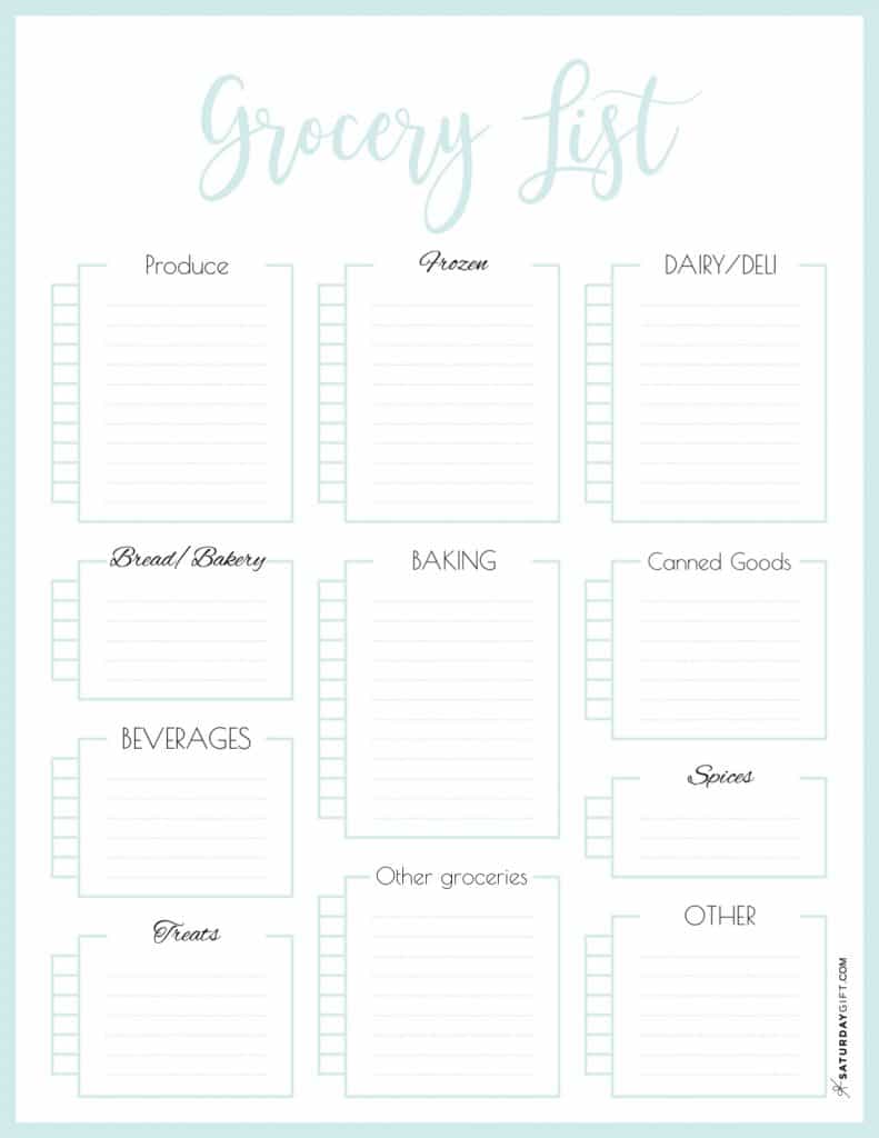 Cute (&  Helpful!) Printable Grocery Shopping List Template