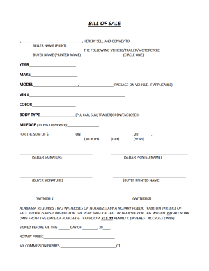 printable vehicle bill of sale for alabama