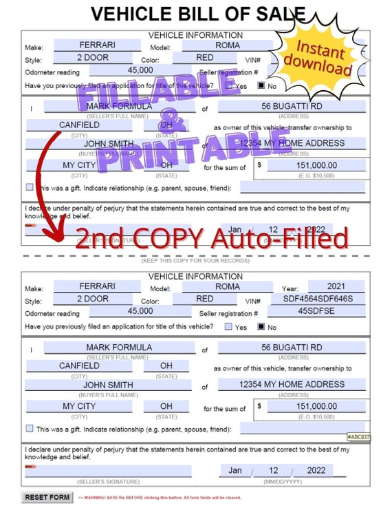 printable vehicle bill of sale pdf