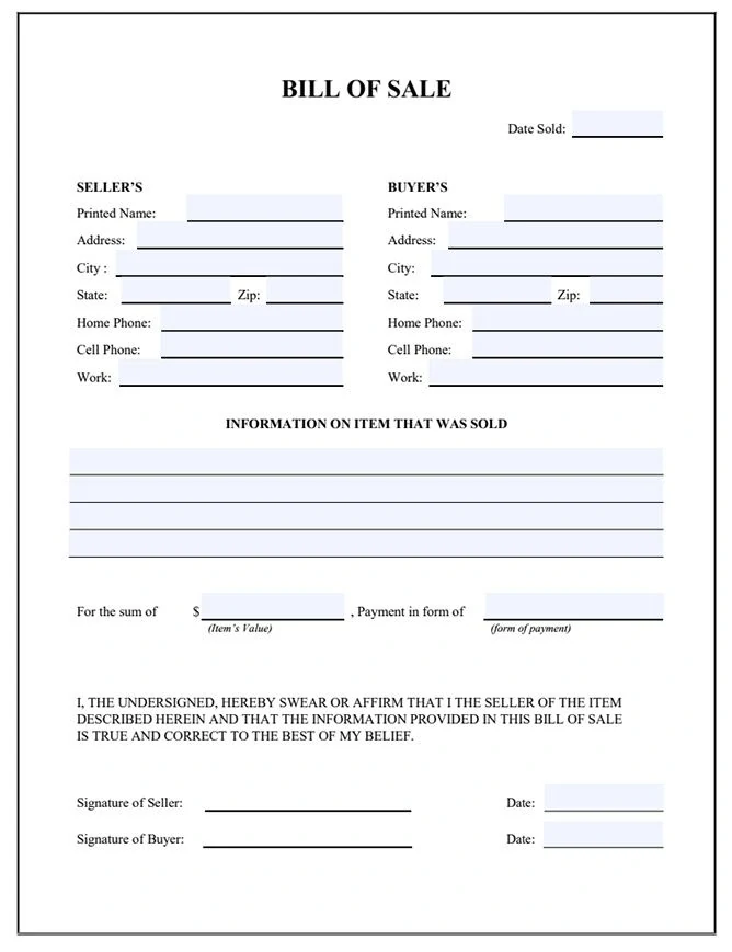 printable vehicle bill of sale pdf
