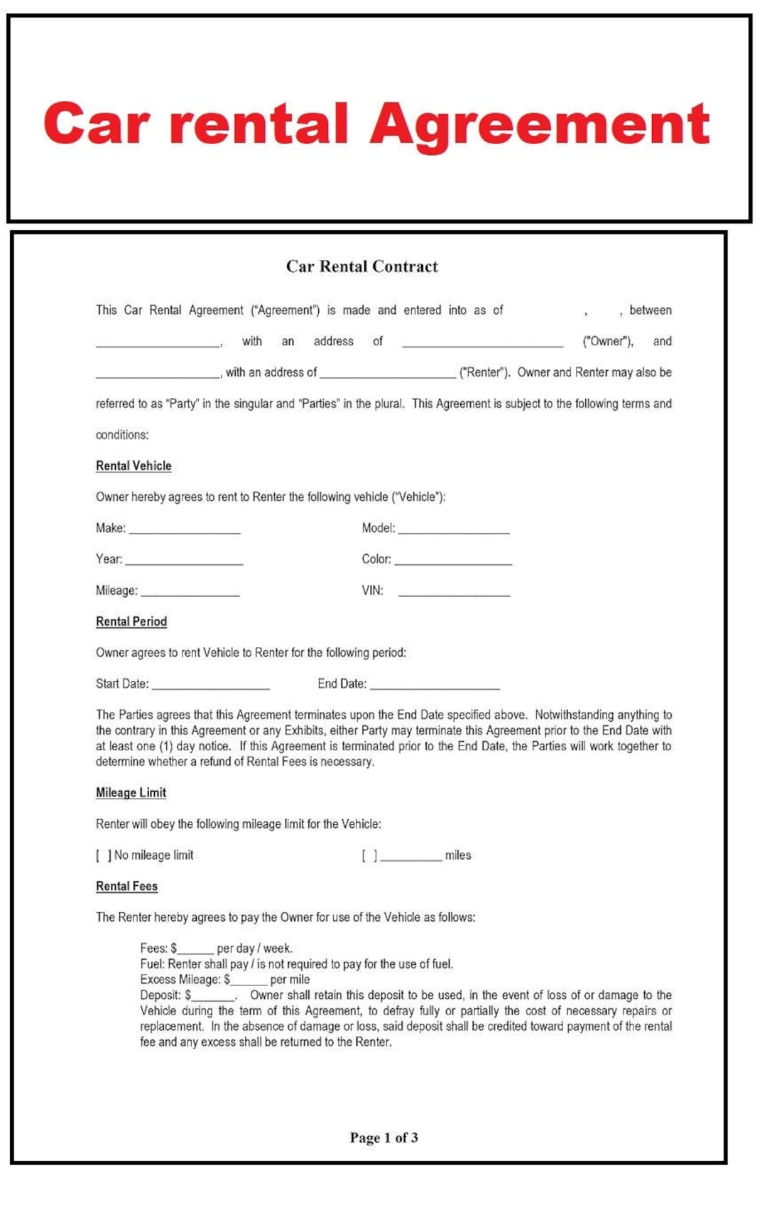 Car Rental Agreement Vehicle Rental Agreement Car Rentals Contract Car Rental Agreement Vehicle Rental Agreement Car Rentals Contract