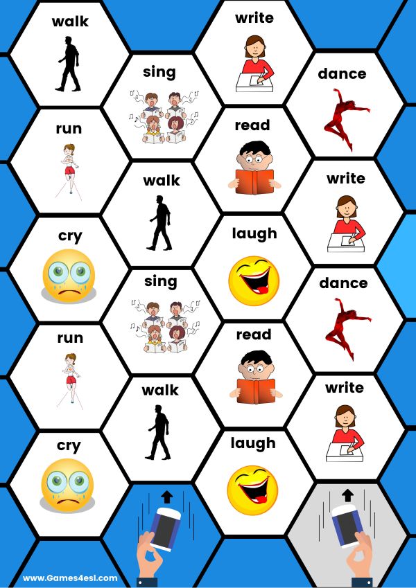 Action Verbs Board Game | ESL Printable Board Games