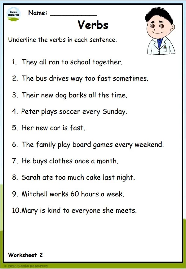 Grade 3 Verb Worksheets | Free Printables | Worksheets