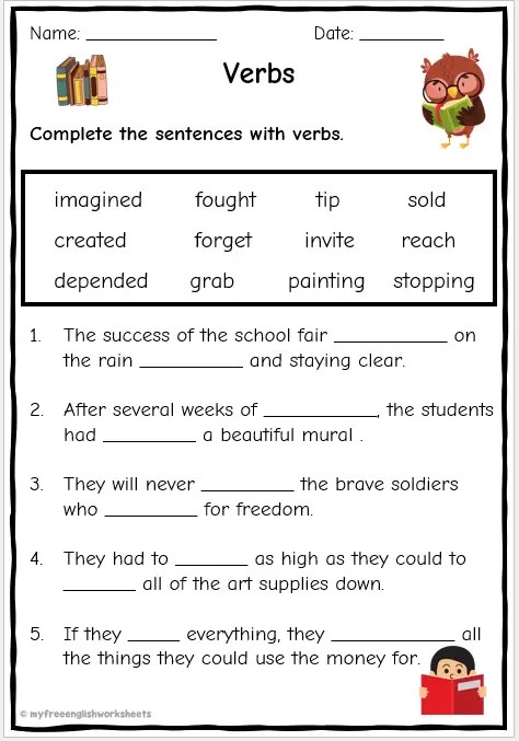 Verb Worksheets | Free Printables