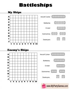 Free Printable Battleships Game for Kids