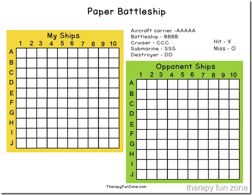 printable version of battleships