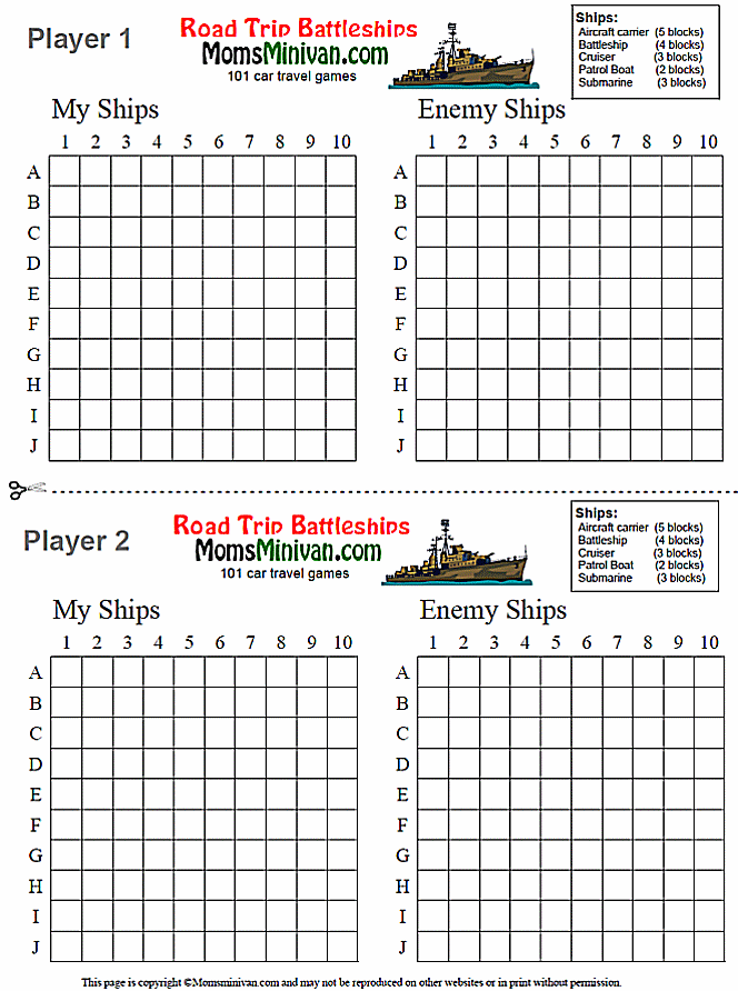 printable version of battleships