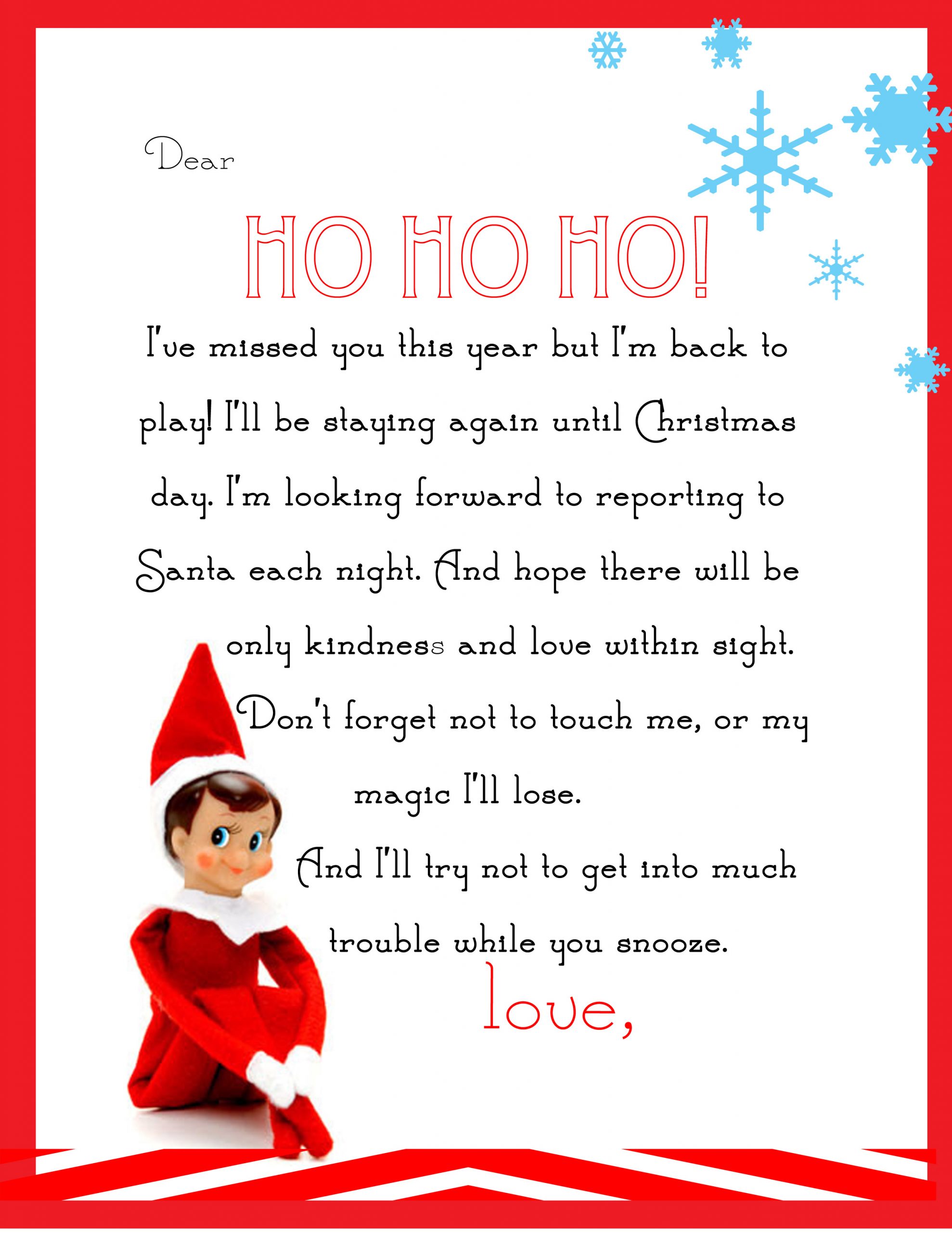 printable version of elf on the shelf