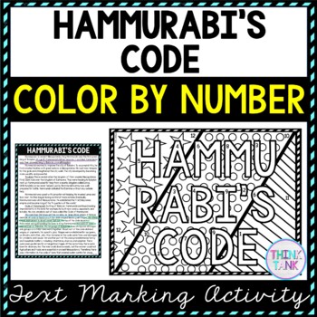 Hammurabis Code Color by Number, Reading Passage and Text Marking