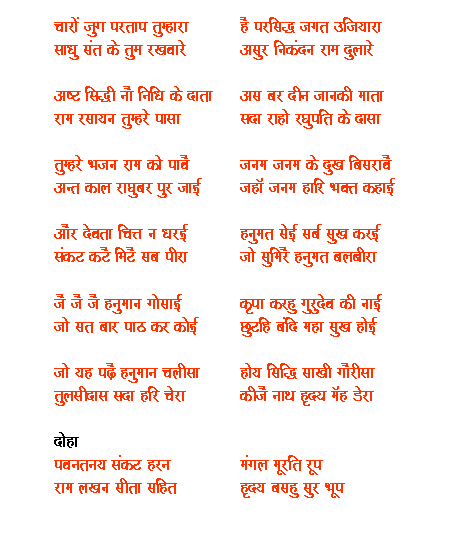 printable version of hanuman chalisa in english