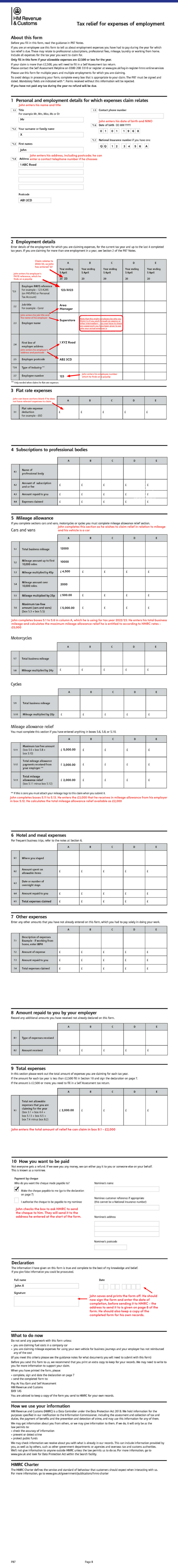 Form P87: tax relief for employment expenses | Low Incomes Tax ...