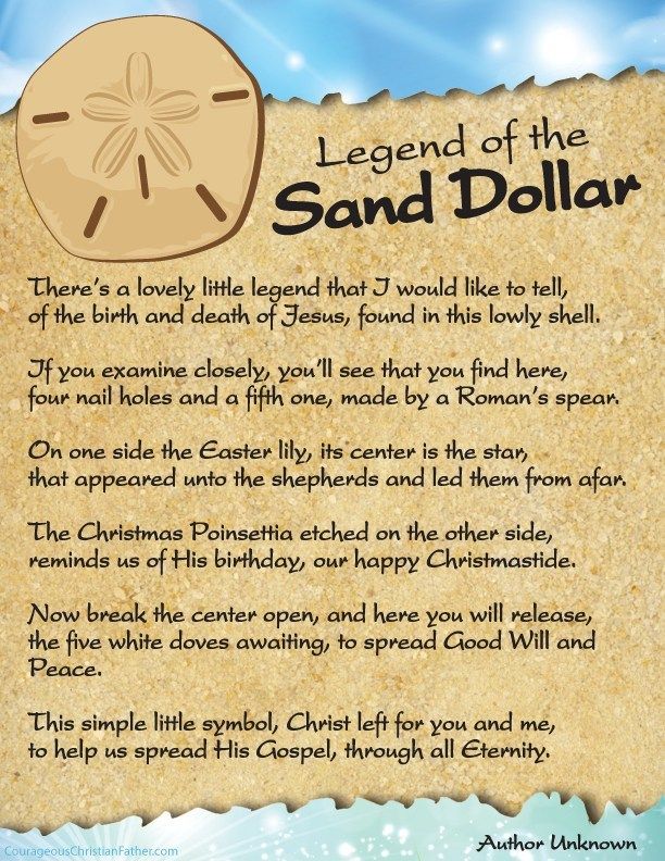 printable version of the legend of the sand dollar