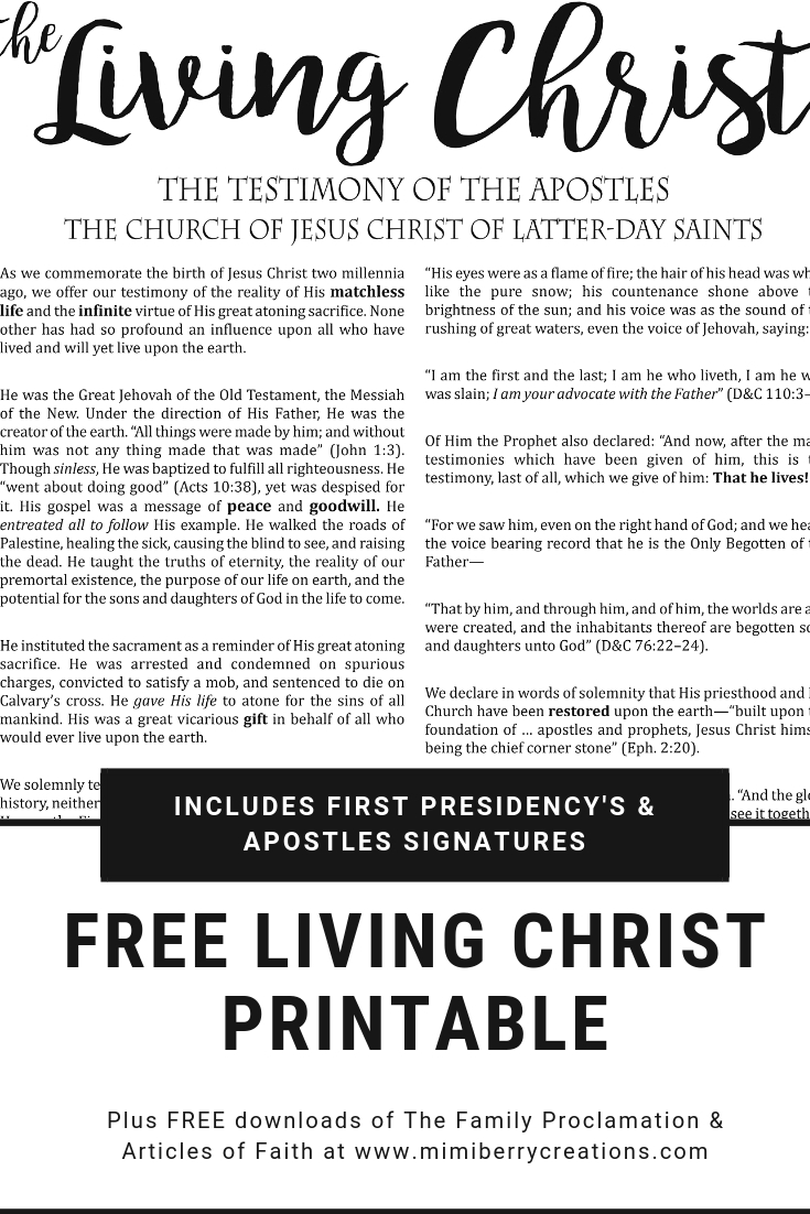 printable version of the living christ