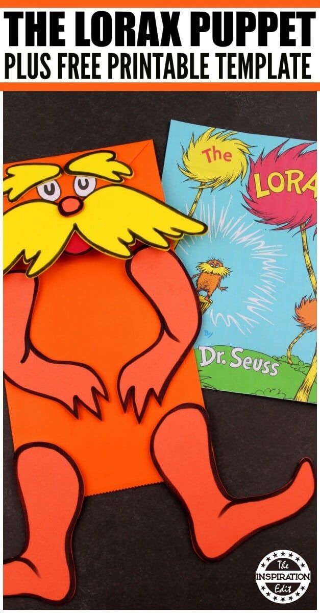 The Lorax Paper Bag Puppet And Free Printable · The Inspiration Edit