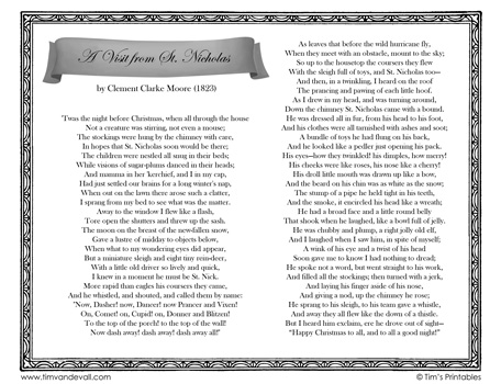 printable version of the night before christmas