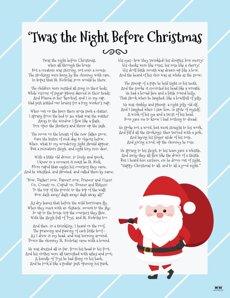 Twas The Night Before Christmas Printables Printabulls Worksheets 