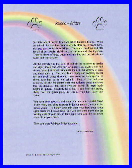 Ill Meet You At Rainbow Bridge - Marilyns Way