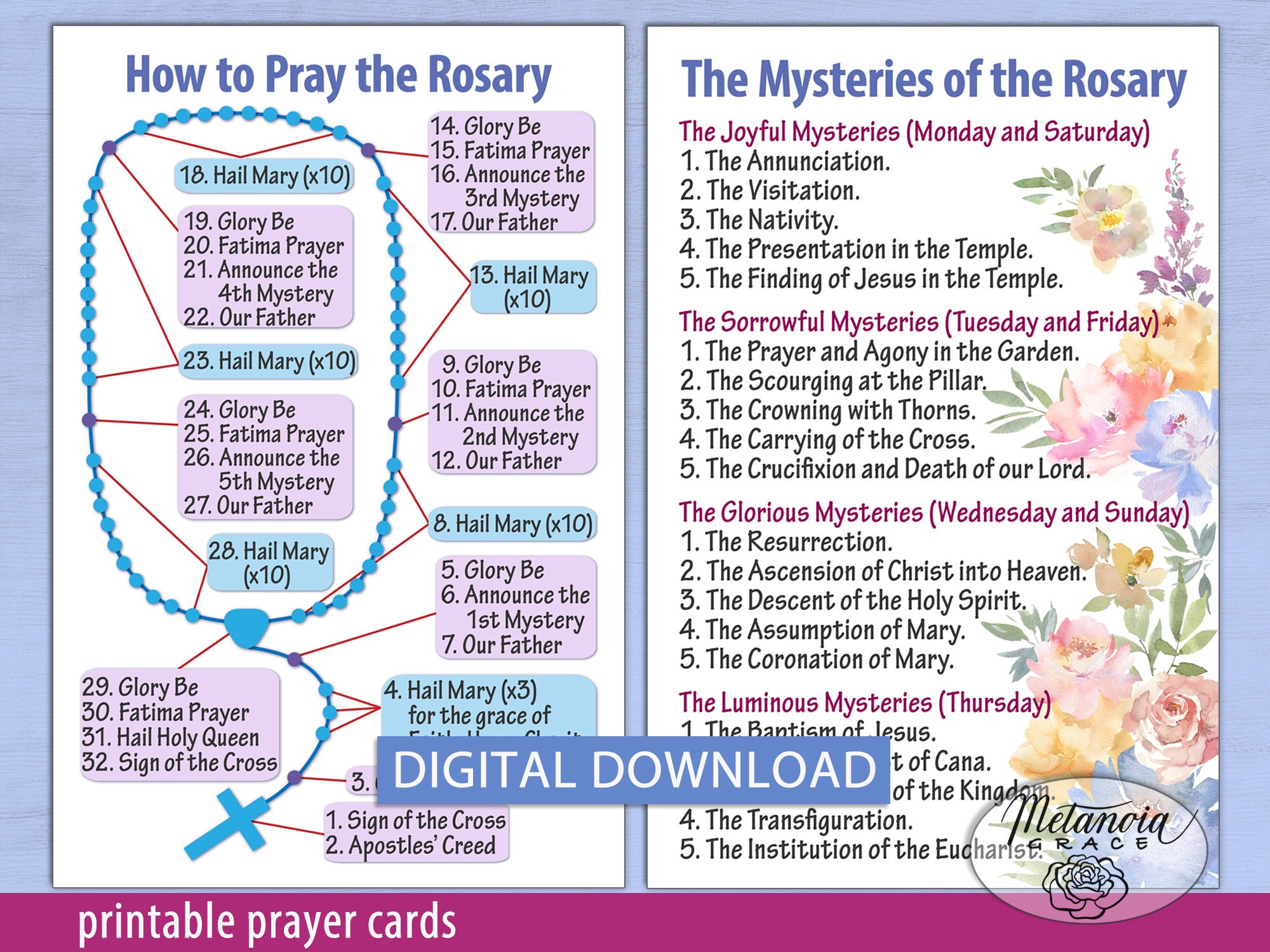 Printable Rosary Prayer Cards, Holy Rosary Diagram, Our Lady ... - Worksheets Library printable-rosary-prayer-cards-holy-rosary-diagram-our-lady-worksheets-library