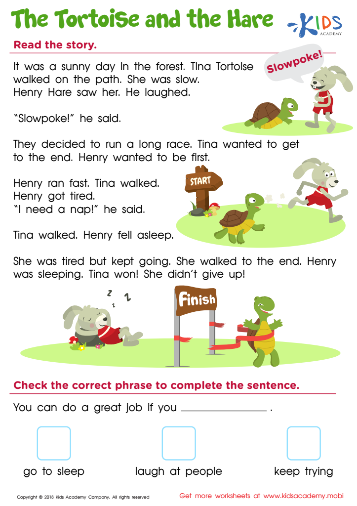 printable version of the tortoise and the hare