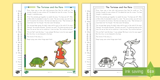 printable version of the tortoise and the hare