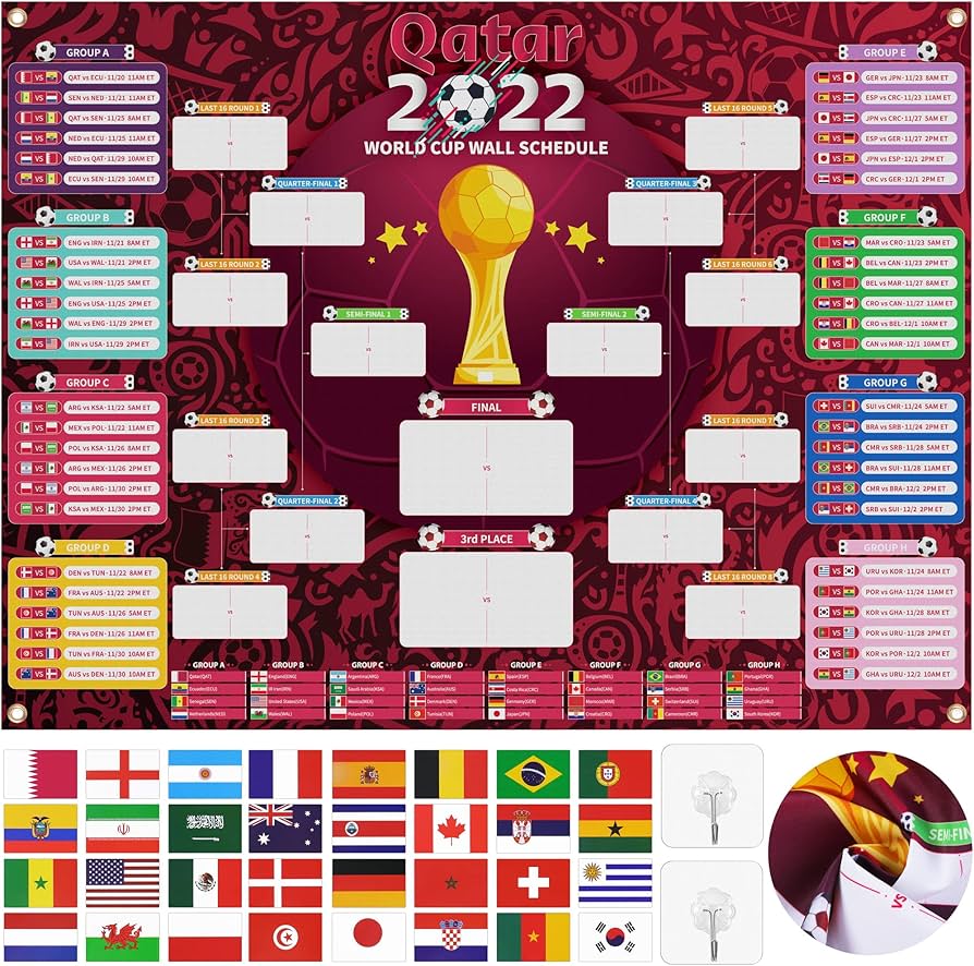 Hiwooii Qatar Football World Cup 2022 Wall Plan, Football Calendar ...