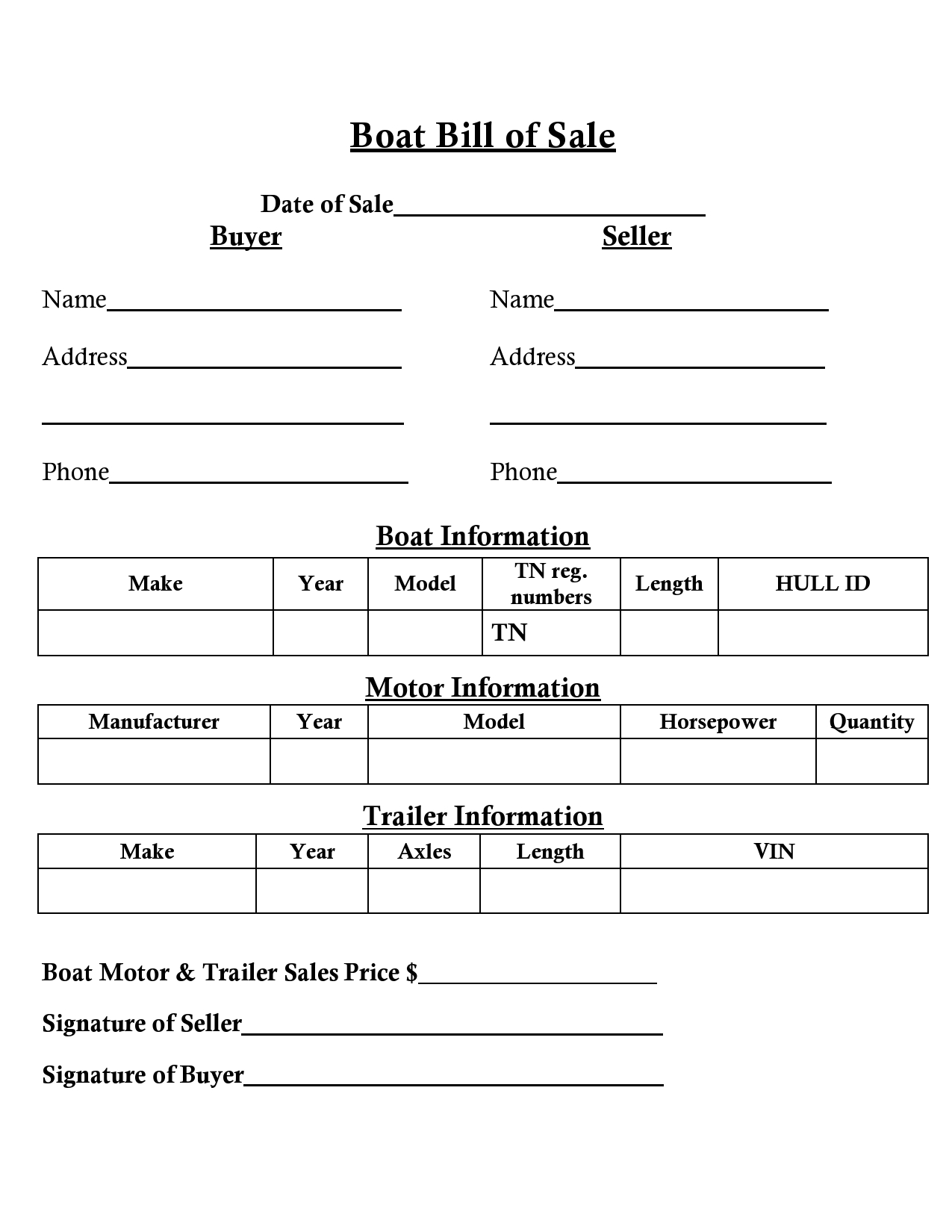 printable vessel bill of sale