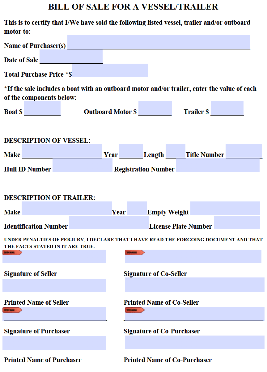 Free Boat (Vessel) Bill of Sale Form | PDF | WORD