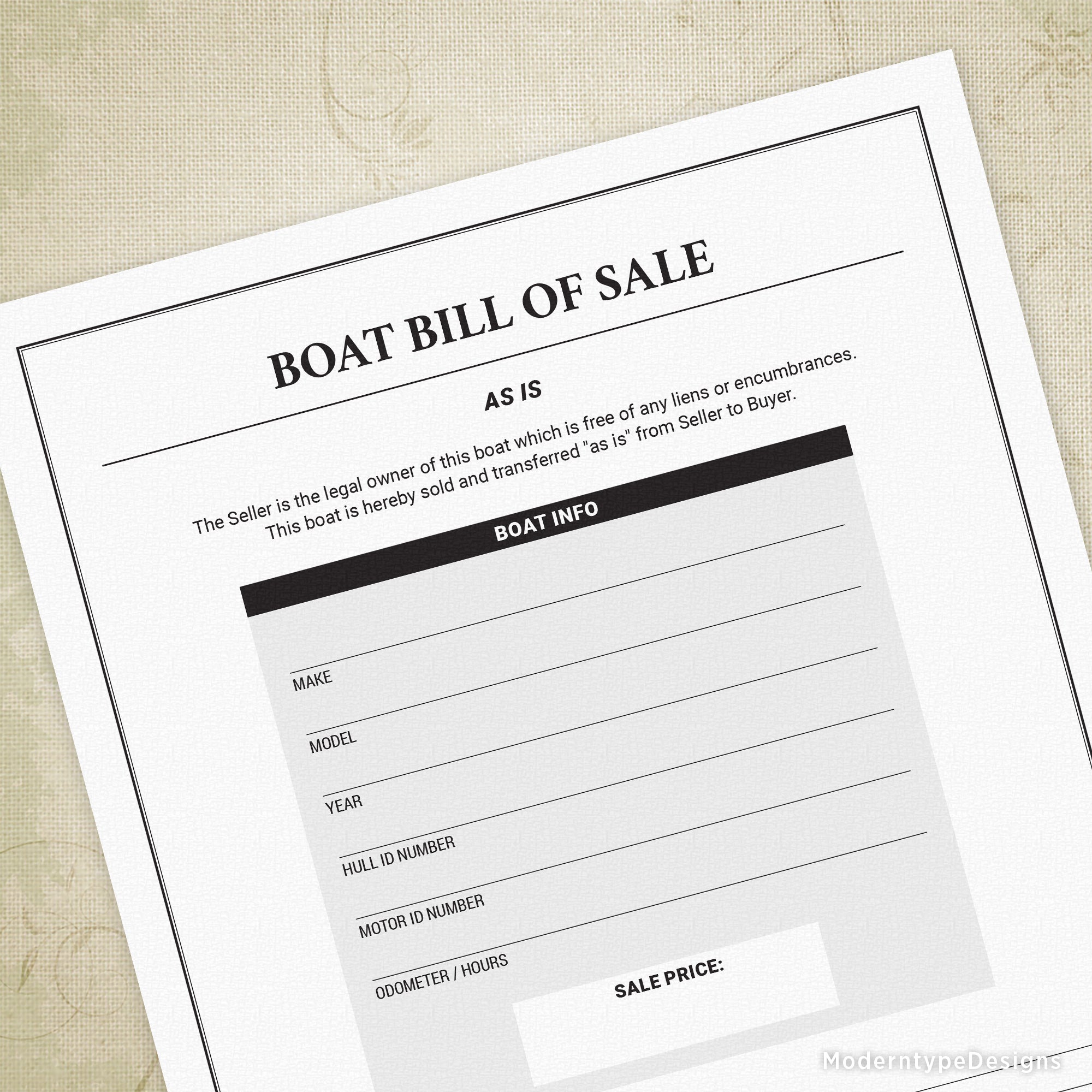 printable vessel bill of sale