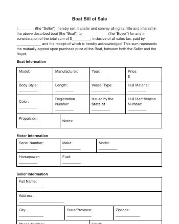 printable vessel bill of sale