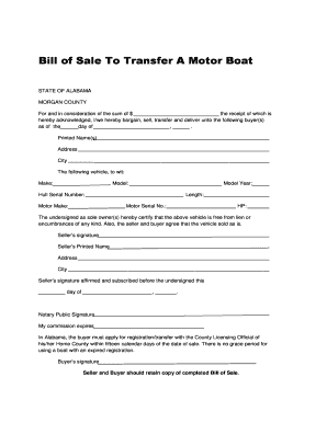 printable vessel bill of sale