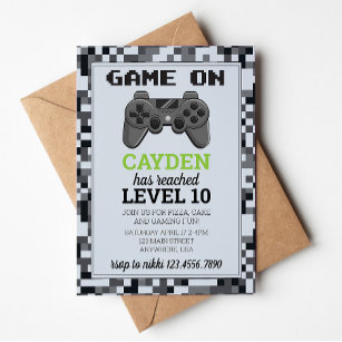 printable video game birthday invitations