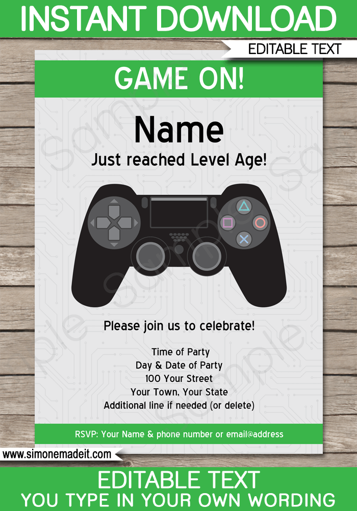 printable video game party invitations