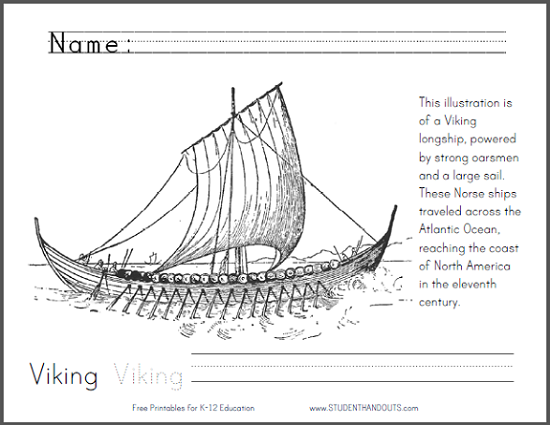 Viking Longship Coloring Page | Student Handouts