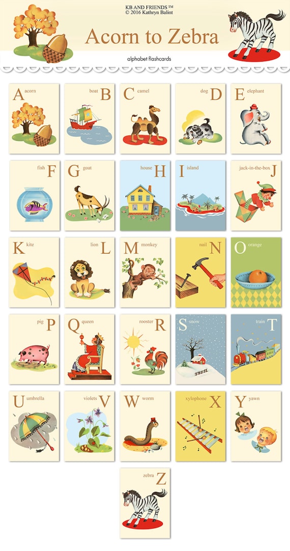 printable vintage abc flash cards