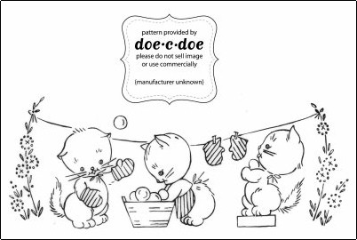 Free vintage embroidery patterns: Kittens and teddy - Needle Work