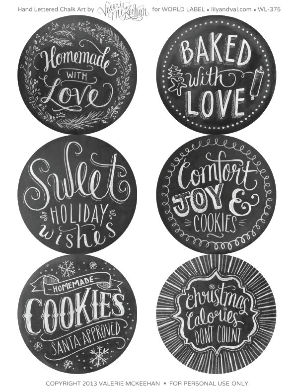 Holiday Chalkboard Labels BY Lilyandval.com