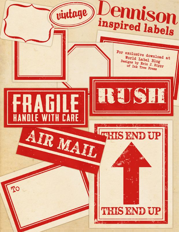 Printable Vintage Gummed Labels Inspired by Dennison (World label ...
