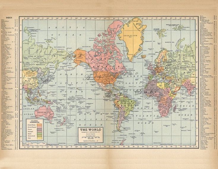 printable vintage map of the world