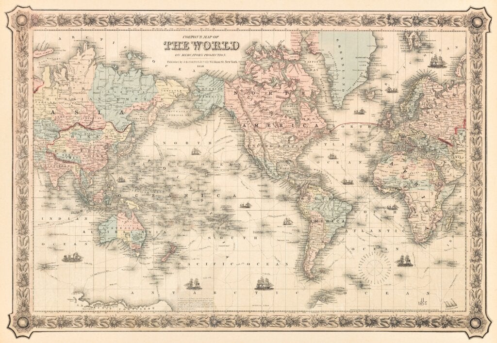 printable vintage map of the world
